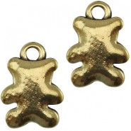 Metalen bedel beer Antiek goud 15x11 mm 